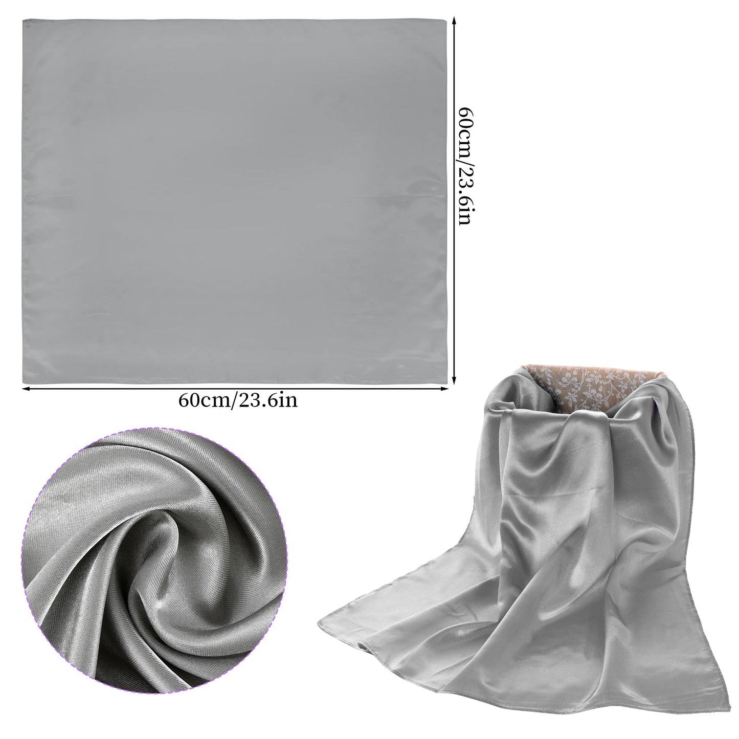 Pistha Chiffon Scarf Square Ribbon Neck Scarf Satin Scarf Handkerchief for Halloween Retro Women Girls Costume Accessory