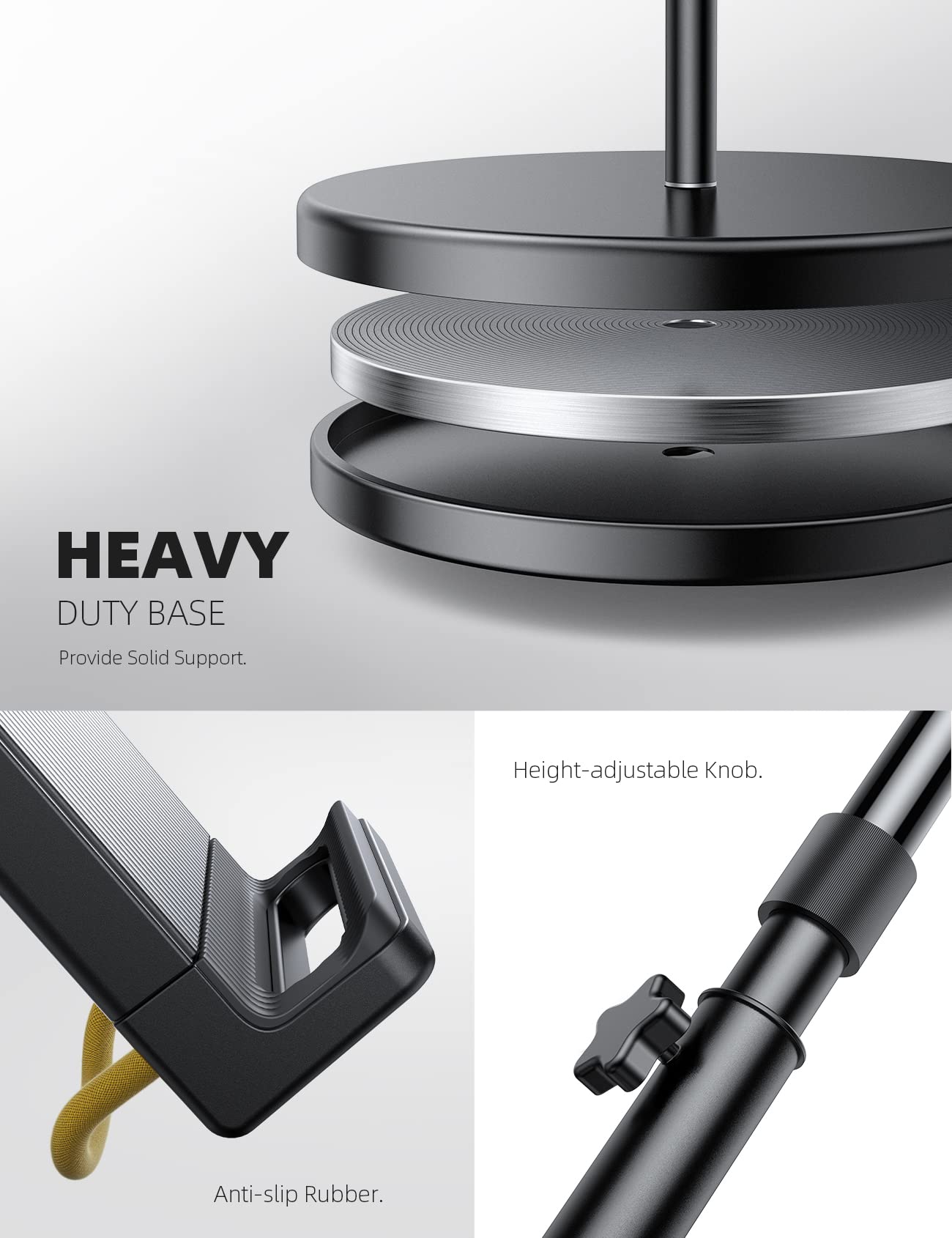 Lamicall Tablet Floor Stand Holder - Gooseneck Tablet Mount for Bed, 63" Adjustable Height & 10.6lb Stable Base, for 4.7-13" Tablets, iPad Pro 13/9.7, Air, Mini, Galaxy Tab, Kindle, Phones