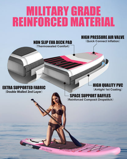 Highpi 10'6'' Inflatable Stand Up Paddle Board for Youth and Adults – Wide Sup with Premium Accessories, Blow Up Paddleboard for Surfing, Fishing, Yoga & More