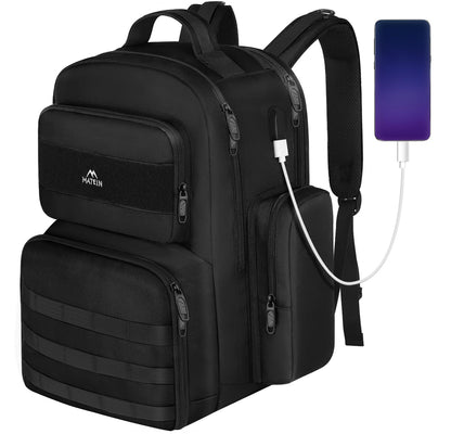 MATEIN Lunch Backpack for Men Work, 15.6 Inch Tactical Backpack with Lunch Compartment, Large Laptop Backpacks with Insulated Cooler Bag for Travel Beach Camping Picnic Hiking, Black