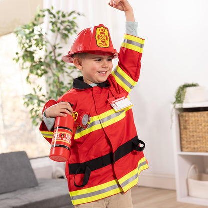 Melissa & Doug Fire Chief Role Play Costume Dress-Up Set, Pretend Play Firefighter Outfit with Realistic Accessories for Kids and Toddlers Ages 3+