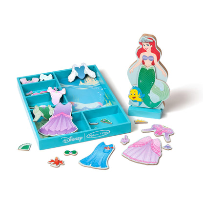 Melissa & Doug Disney Ariel Magnetic Wooden Dress-Up Doll Pretend Play Set (35 Pieces) Magnetic Dolls, Pretend Play & Preschool Toys for Kids Ages 3+