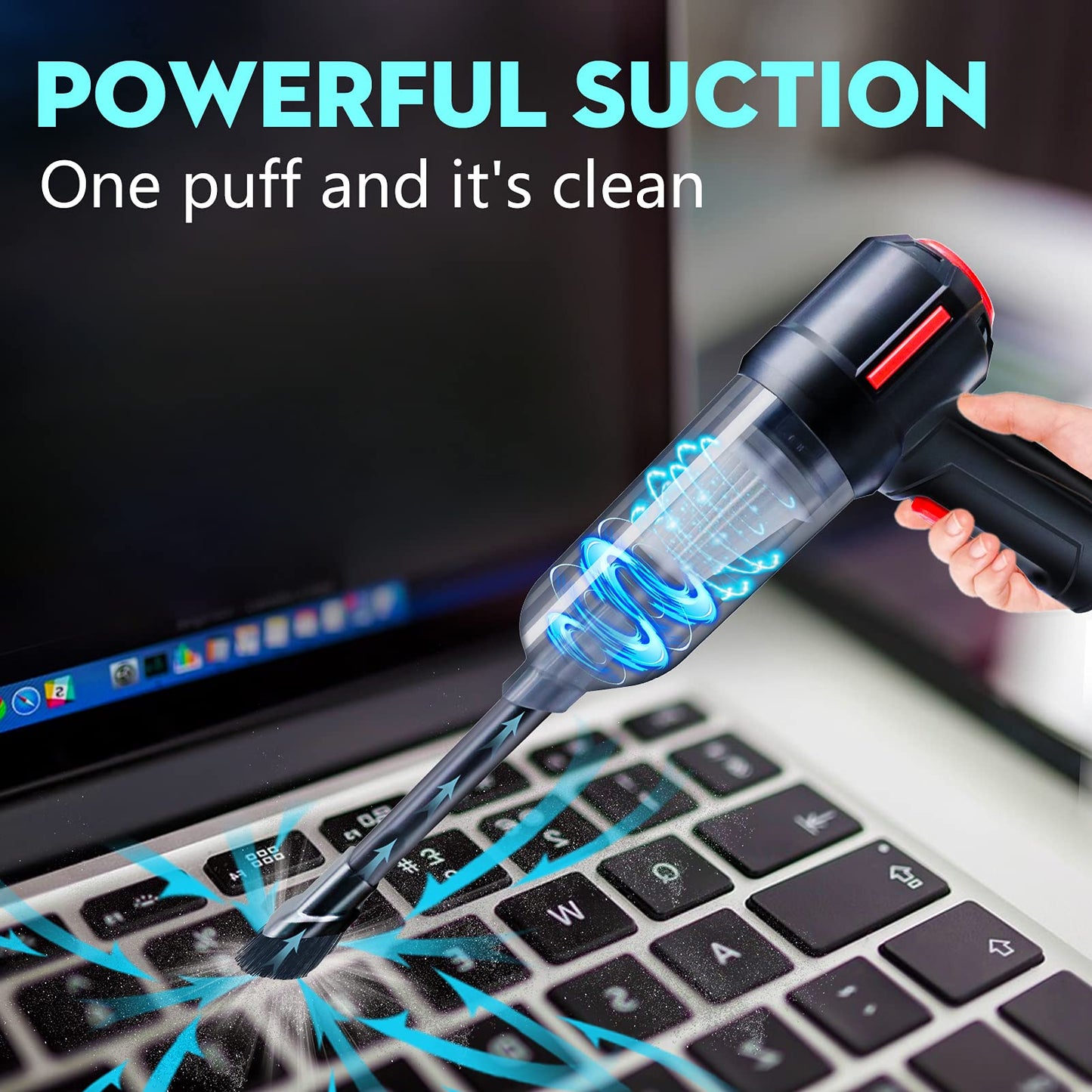 PeroBuno Computer Vacuum Cleaner - Air Duster - for Keyboard Cleaning - Cordless Canned Air - Powerful - Energy - Efficient - Compressed