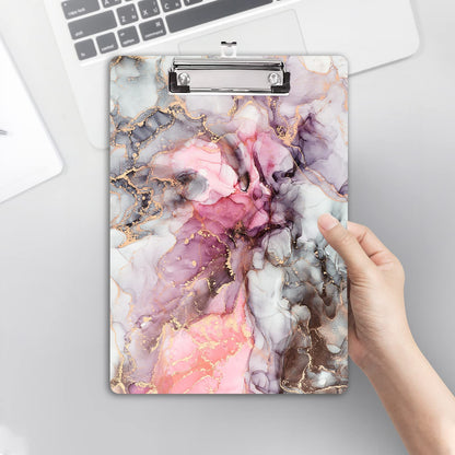 Hongri Wooden Clipboard, Fashion Design Clip Board for Classroom Students,Teacher, Women, Kids, Cute Custom Pattern, Standard Letter Size 9 x 12.5 in with Low Profile Metal Clip, Black Red Marble