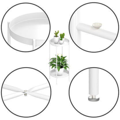 OVICAR Plant Stand Indoor Outdoor - Metal Flower Pot Holder Table Tall Potted Rack Organizer Rustproof Plant Display Shelf For Home Garden Patio Balcony Office Living Room Bathroom Corner (White)