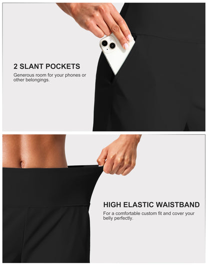 G Gradual Women's 7" Quick Dry Swim Board Shorts Swimming Bottoms High Waisted Beach Shorts for Women with Liner Pockets(Black,XL)