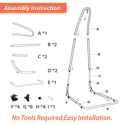 Hammock Chair Stand Only, Adjustable Height 79-93 Inch, 330 Lb Capacity, Heavy Duty Stand for Hammock Chair Solid Steel Structure Hanging Chair Stand with Powder Coated Finish, Indoor/Outdoor