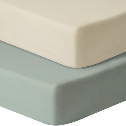 GUNTAIL Baby Crib Sheets for Boys Girls, 2 Pack Fitted Crib Sheet for Standard Crib and Toddler Mattress, Soft Microfiber Baby Sheet 52x28x8in (Brown & Green)