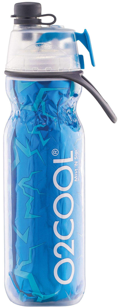 O2COOL Arctic Squeeze Mist 'N Sip Insulated Bottle w/Silicone Spout Cover And Locking Misting Function - 20 oz, Crackle Blue
