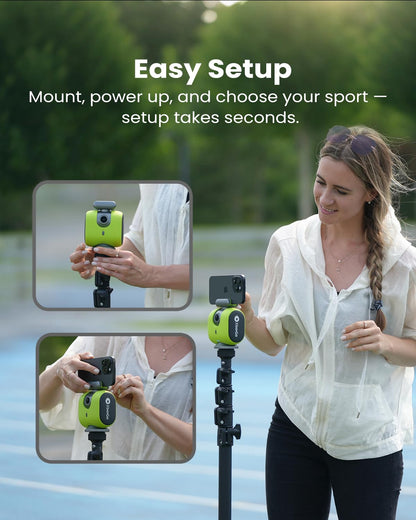 XbotGo Chameleon AI Auto Sports Action Camera - 4K 60FPS Soccer Camera and Basketball Tracking Camera for Team Sports, Live Streaming, No Subscription, Works with iOS & Android (Lava Graphite)