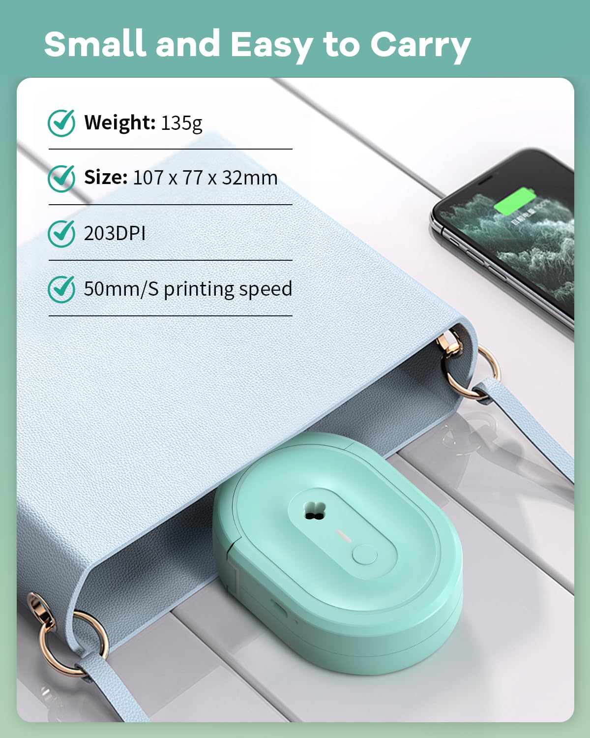 NDYIN Label Maker Machine with Tape, N12 Portable Bluetooth Label Printer, Wireless Mini Label Makers Thermal Sticker with Multiple Templates for Home, Kitchen, School, Office Organization, Green