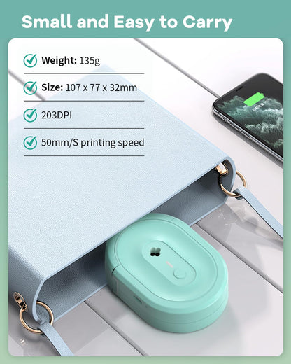 NDYIN Label Maker Machine with Tape, N12 Portable Bluetooth Label Printer, Wireless Mini Label Makers Thermal Sticker with Multiple Templates for Home, Kitchen, School, Office Organization, Green