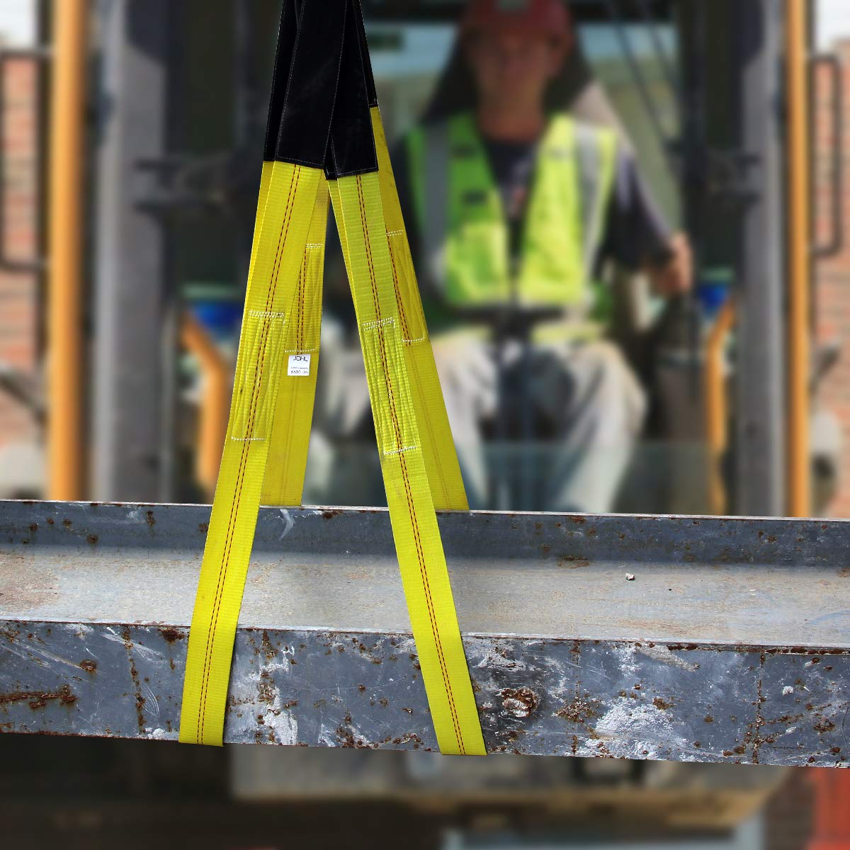 Lift Sling Straps, JCHL 6.5'X2 Heavy Duty Flat Eye Lift Sling 13,000 lbs Capacity Lifting Straps Nylon Tree Saver Recovery Strap Web Sling Winch Strap 2-Pack