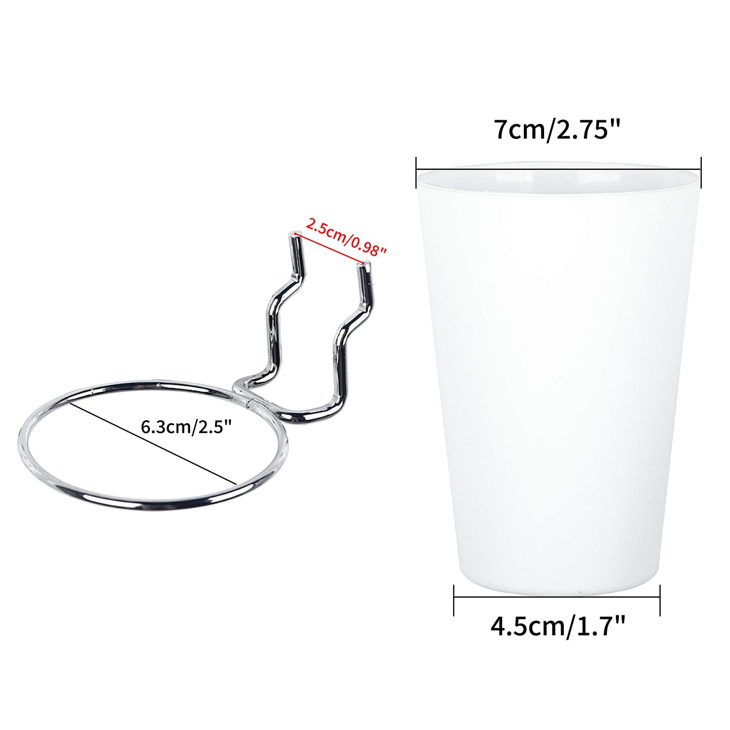 Kuhome 6 Sets Pegboard Hooks with Pegboard Cups, Ring Style Pegboard Bins with Rings, Pegboard Cup Holder Accessories for Organizing Storage (White)