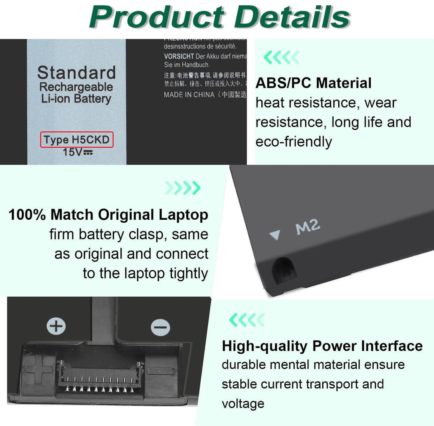 53Wh H5CKD 15V Battery Replacement for Dell Inspiron 5400 5406 7405 7300 7306 7500 7506 2-in-1 Silver 5300 5301 5401 5402 5408 5409 5501 5502 5508 5509 Series Latitude 3410 3510 Vostro 5300 5301 7T8CD