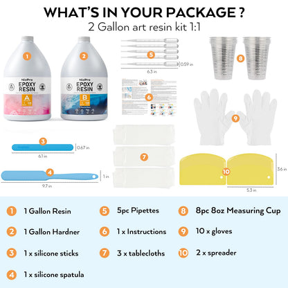 Nicpro 2 Gallon Crystal Clear Epoxy Resin Kit, High Gloss & Bubbles Free Resin Supplies for Art Coating Casting Craft DIY Wood, Jewelry Making, Molds