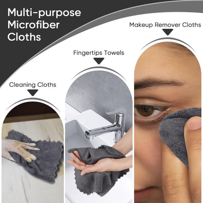 Orighty Washcloths 48 Pack, Ultra Soft Face Cloths 12 x 12 inch, Absorbent & Quick Drying Coral Velvet Washcloth Bulk, Multi-Purpose Face Cloth for Household, Cleansing and Sport (Grey)