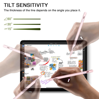 Pen for iPad 2018-2025, HATOKU 15 Mins Fast Charging Pencil 1st Gen with Tilt & Palm Rejection Compatible with iPad Air 3/4/5/M2/M3, iPad mini 5/6/7, iPad 6/7/8/9/10/11, iPad Pro 11"/12.9"/M4 (Pink)