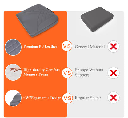 kingphenix Premium Car Seat Cushion, Memory Foam Driver Seat Cushion to Improve Driving View- Coccyx & Lower Back Pain Relief- Seat Cushion for Car, Truck, Office Chair (Dark Grey)