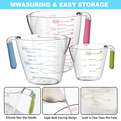 AIKEXIN 20-Piece Measuring Cups and Spoons Set, Nesting Stainless Steel Measuring Cups Spoons with Plastic Measuring Cup for Dry and Liquid Ingredients, Kitchen Cooking & Baking Gadgets