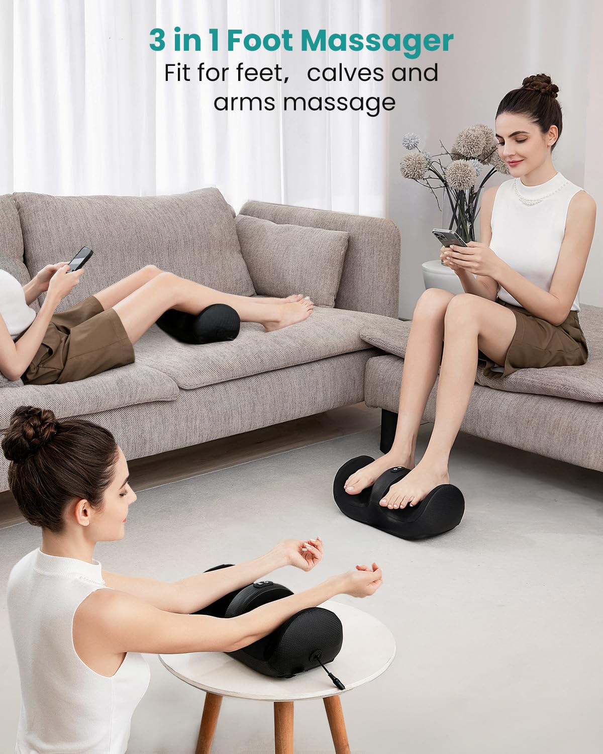 Nekteck Foot Massager with Heat & Foot Roller, Shiatsu Calf Leg Massager for Circulation and Neuropathy Pain Relief for Feet Care Home Office Gadgets Relaxing Gifts for Women Men Mom Dad Birthday Gift