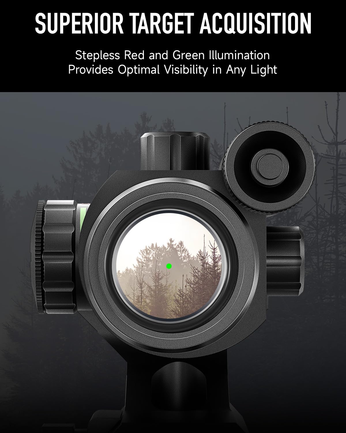 Hiram 1X30 4 MOA Green Red Dot Sight for Rifles with Green Laser, Picatinny Cantilever PEPR Mount