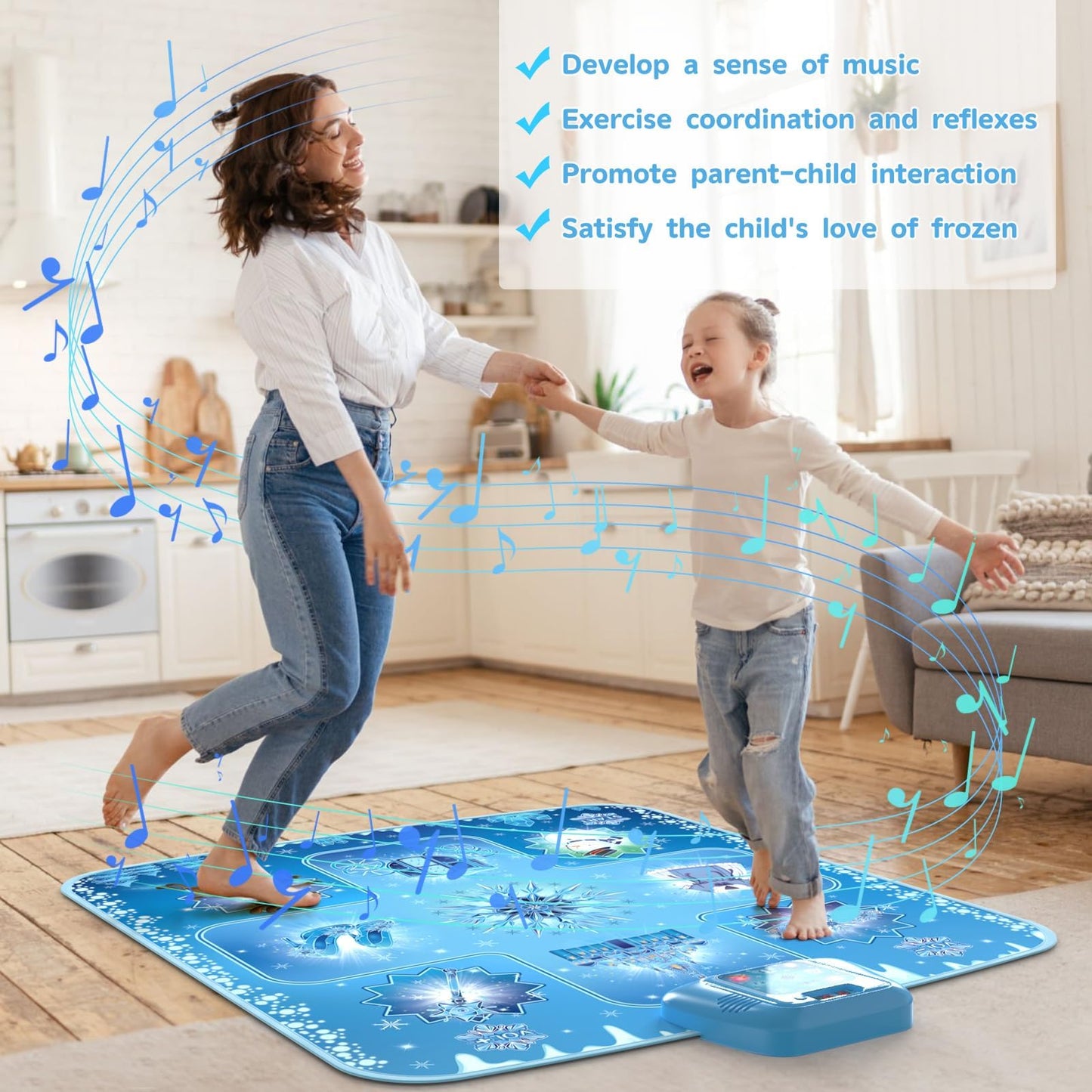 GirlsHome Dance Mat - Frozen Toys for Girls Electronic Dance Pad with 5 Game Modes, Built-in Music, Touch Sensitive Light Up LED Kids Musical Mat, Christmas & Birthday Gift for Girls 3-12