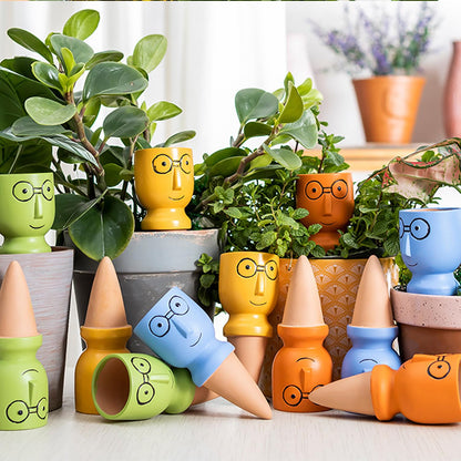 4 Pack Terracotta Watering Spikes, Vacation Self-Watering Planters Devices - Continuous Moisture with Slow Release Watering System - Perfect for Indoor Outdoor Plants (Big Head)