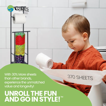Gaias Premium and Soft Fruit TP Organic Bamboo Toilet Paper | 24 Mega Rolls, 3 Ply, 370 Sheets | FSC Certified, PFAS & BPA Free, Eco-Friendly, Sustainable Tissue - Plastic Free, Septic Safe, Vegan
