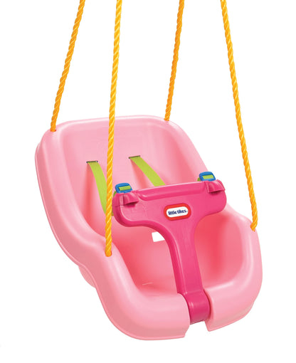 Little Tikes Snug 'n Secure Pink Swing with Adjustable Straps, 2-in-1 for Baby and Toddlers Ages 9 Months - 4 Years,16"D x 16.3"W x 17"H