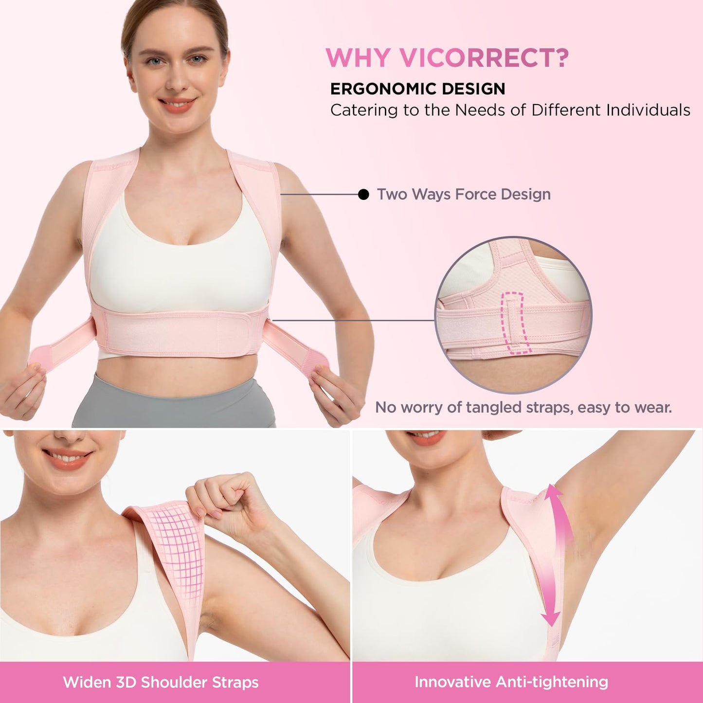 Posture Corrector for Women and Men, Adjustable Upper Back Brace for Clavicle Support and Providing Pain Relief from Neck, Shoulder, and Upper Back (S/M)