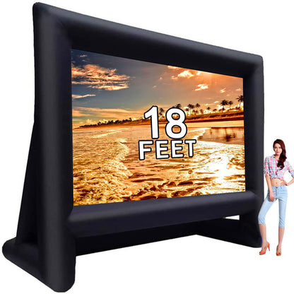 GYUEM 18 feet Inflatable Outdoor Projector Movie Screen - Package with Rope, Blower, Tent Stakes - Portable, Great for Outdoor and Indoor Party Watch Movies