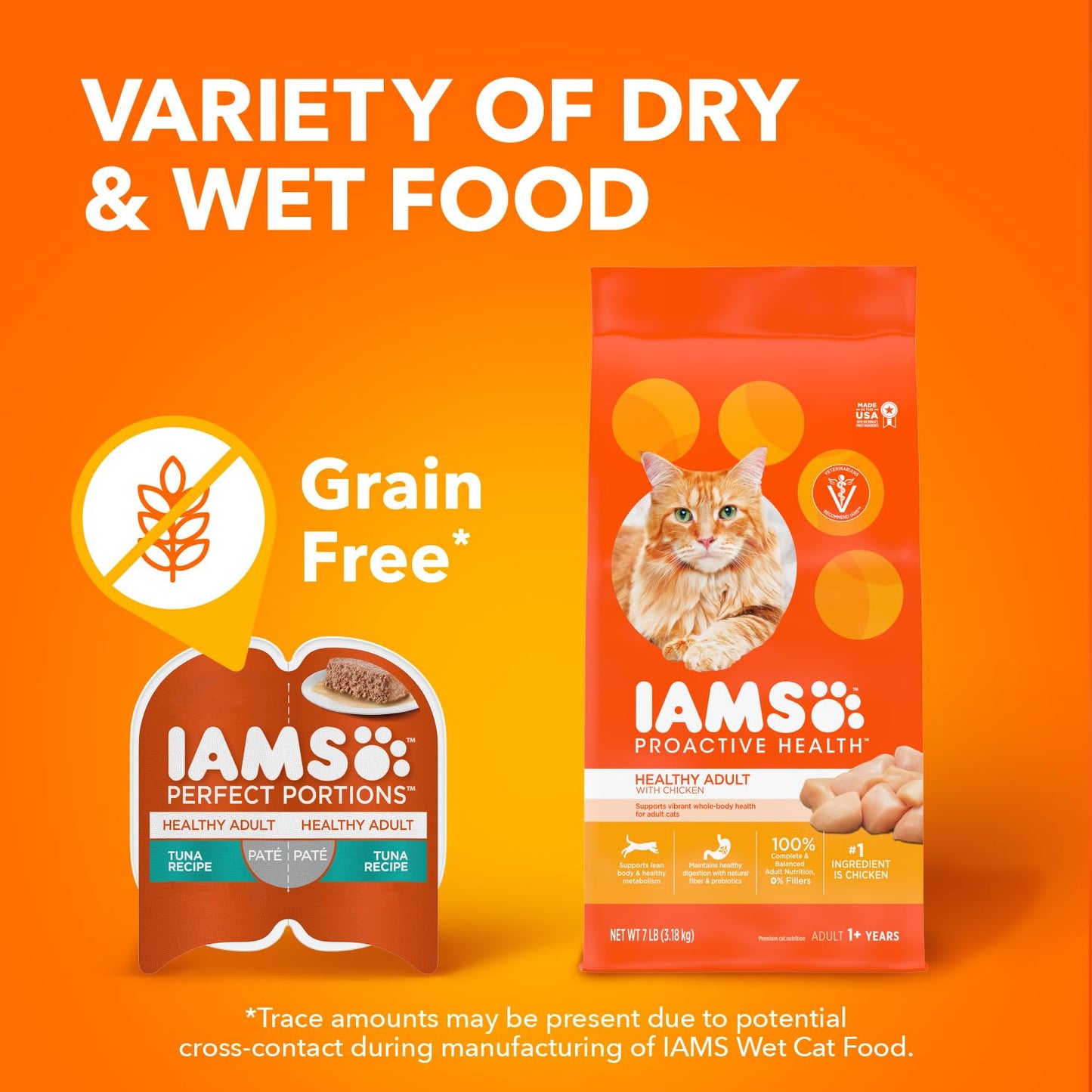 IAMS Perfect Portions Healthy Adult Grain Free Wet Cat Food Pate, Chicken Recipe, 2.6 oz. Easy Peel Twin-Pack Trays (24 Count, 48 Servings)