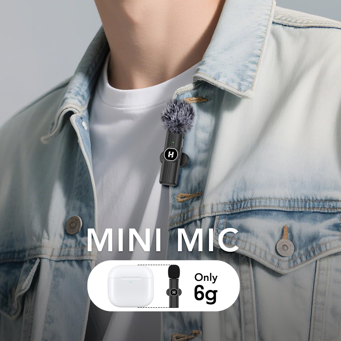 HEHOTTC Mini Wireless Lavalier Microphone for iPhone, iPad, Android Phone - Noise Reduction Lapel USB C Bluetooth Mic for Recording, Clip on Omni Lav Mic for Video Recording, Tiktok, YouTube, Vlog