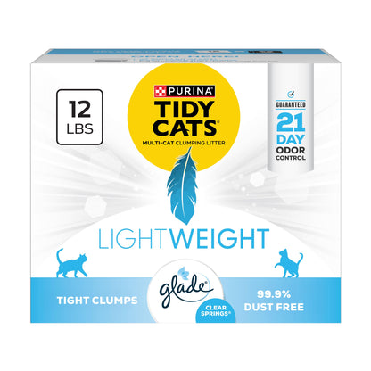 Purina Tidy Cats Lightweight with Glade Clear Springs Multi-Cat, Clumping, Low Dust, Scented Cat Litter - 12 lb. Box