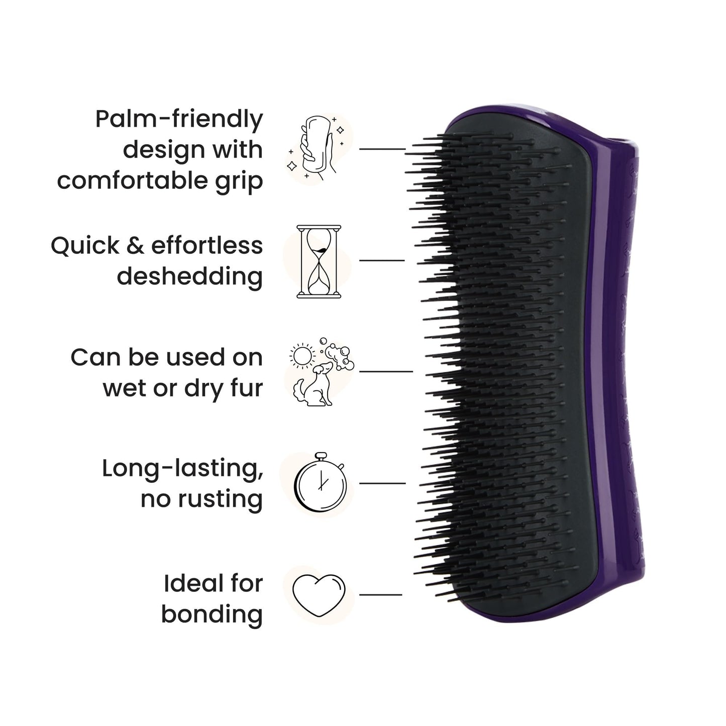 Pet Teezer De-Shedding Dog Brush by Tangle Teezer, Dog Grooming Tool for Long Haired Breeds and Wet or Dry Fur, Large, Purple & Gray