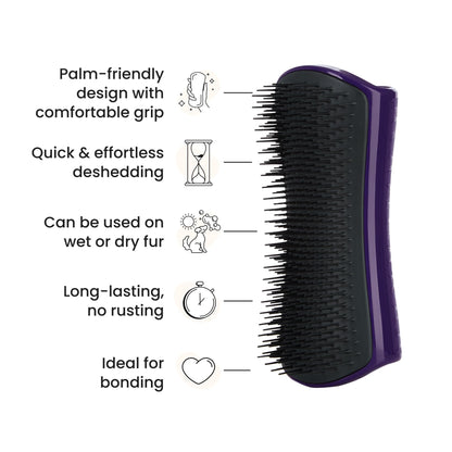 Pet Teezer De-Shedding Dog Brush by Tangle Teezer, Dog Grooming Tool for Long Haired Breeds and Wet or Dry Fur, Large, Purple & Gray