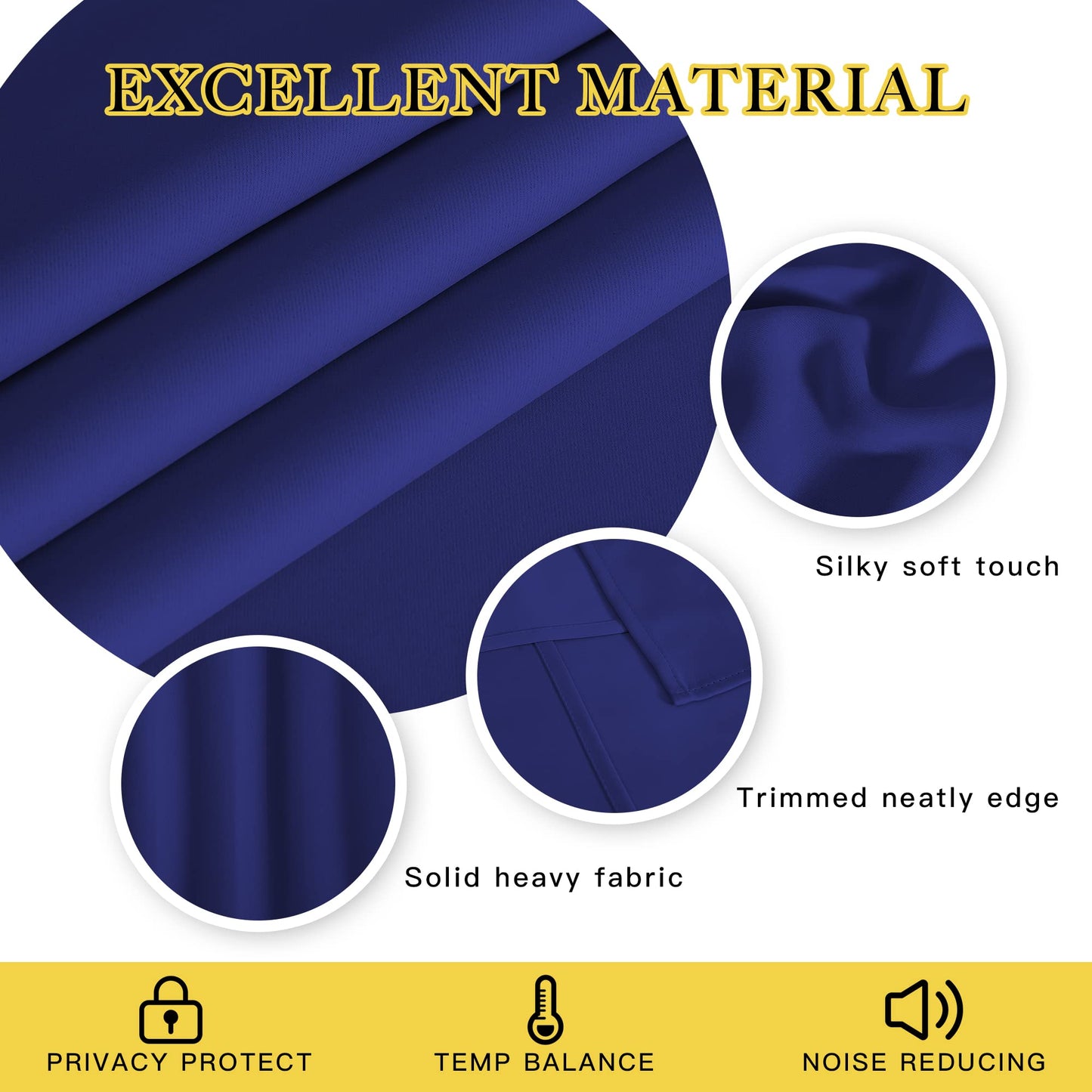 NICETOWN Navy Blue Room Darkening Curtains 108 inch Length - Grommet Thermal Blackout Window Treatments Sound Proof Room Divider Drapes for Bedroom/Living Room (2 Panels, W80 x L108)