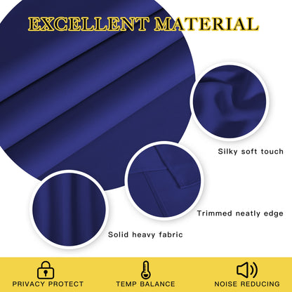 NICETOWN Navy Blue Room Darkening Curtains 108 inch Length - Grommet Thermal Blackout Window Treatments Sound Proof Room Divider Drapes for Bedroom/Living Room (2 Panels, W80 x L108)