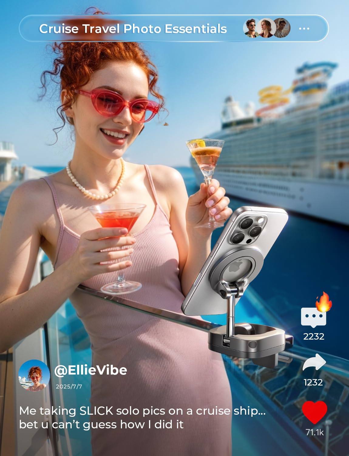 LISEN Airplane Gadgets Travel Europe Vacation Essentials Phone Holder Long Flight Must Have Toddler Mini Travels Essentials Kids Women for iPhone 17 MagSafe Travel Accessories Cruise Essentials