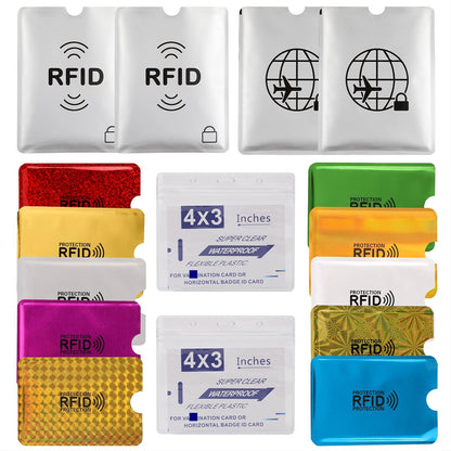 Luumxai 16 RFID Blocking Sleeves Set (10 Credit Card Holders & 4 Passport Protectors) Identity Theft Protection Secure Sleeves Set.Waterproof aluminum foil slim Design easily into your Wallet