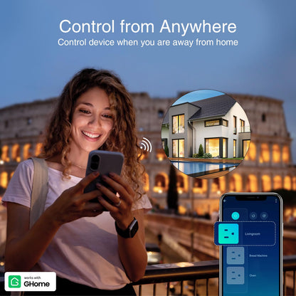 GHome Smart Power Strip with 3 USB Ports & 3 Smart Outlets Plugs That Work with Alexa & Google Home, WiFi Surge Protector, Flat Plug for Home Office Travel, 10A