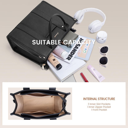 LOVEVOOK Purse for Women Leather Tote Bag Purse and Handbags, Satchel Shoulder Crossbody Black Top Handle Bags with Zipper