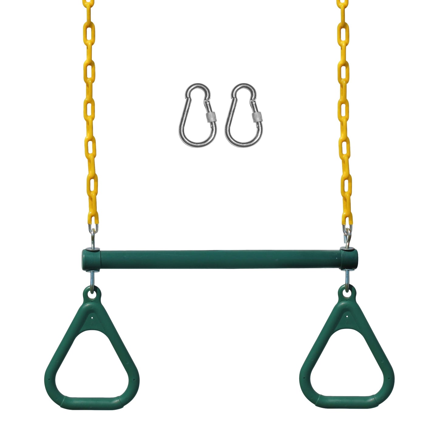 Jungle Gym Kingdom Swing Sets for Backyard, Monkey Bars & Swingset Accessories - Set Includes 18" Trapeze Swing Bar & 48" Heavy Duty Chain with Locking Carabiners - Outdoor Play Equipment (Green)