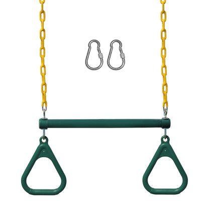 Jungle Gym Kingdom Swing Sets for Backyard, Monkey Bars & Swingset Accessories - Set Includes 18" Trapeze Swing Bar & 48" Heavy Duty Chain with Locking Carabiners - Outdoor Play Equipment (Green)