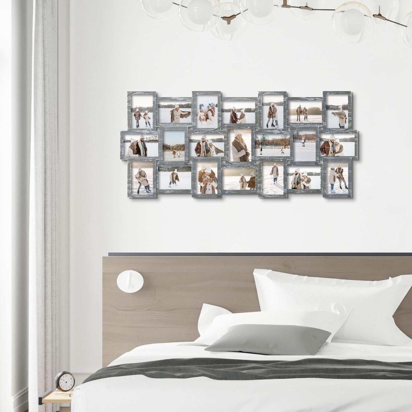 J.M.Deco Collage Picture Frames for Wall Decor, 21-Opening Reunion Family Friends Picture Frame Set, Photo Frames for Living Room Bedroom, Gallery Puzzle Collage Wall Hanging for 4x6, Mother's Day Gift, Ashes