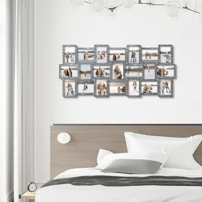 J.M.Deco Collage Picture Frames for Wall Decor, 21-Opening Reunion Family Friends Picture Frame Set, Photo Frames for Living Room Bedroom, Gallery Puzzle Collage Wall Hanging for 4x6, Mother's Day Gift, Ashes