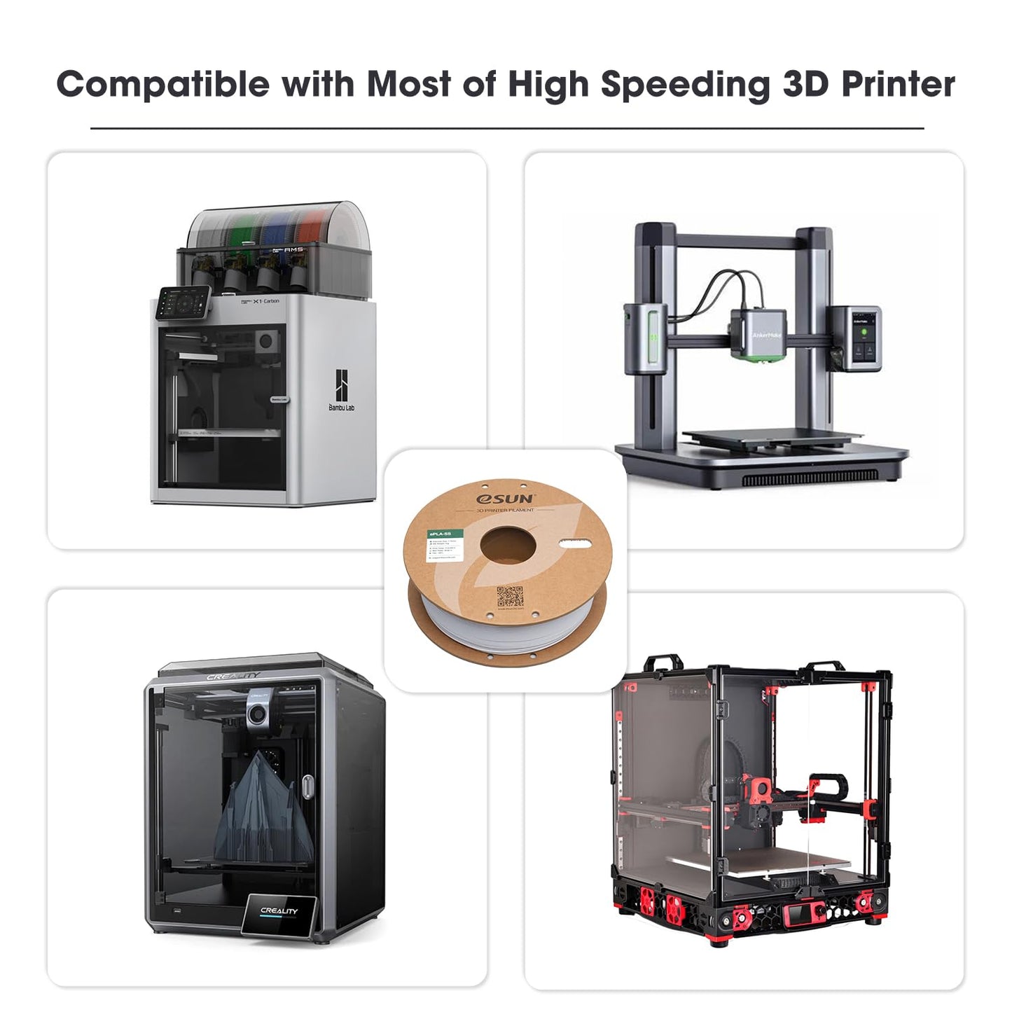 eSUN PLA Basic Filament 1.75mm, 3D Printer Filament High Speed PLA for Fast Printing, 1KG Spool (2.2 LBS) 3D Printing Filament for High Speed 3D Printers, White