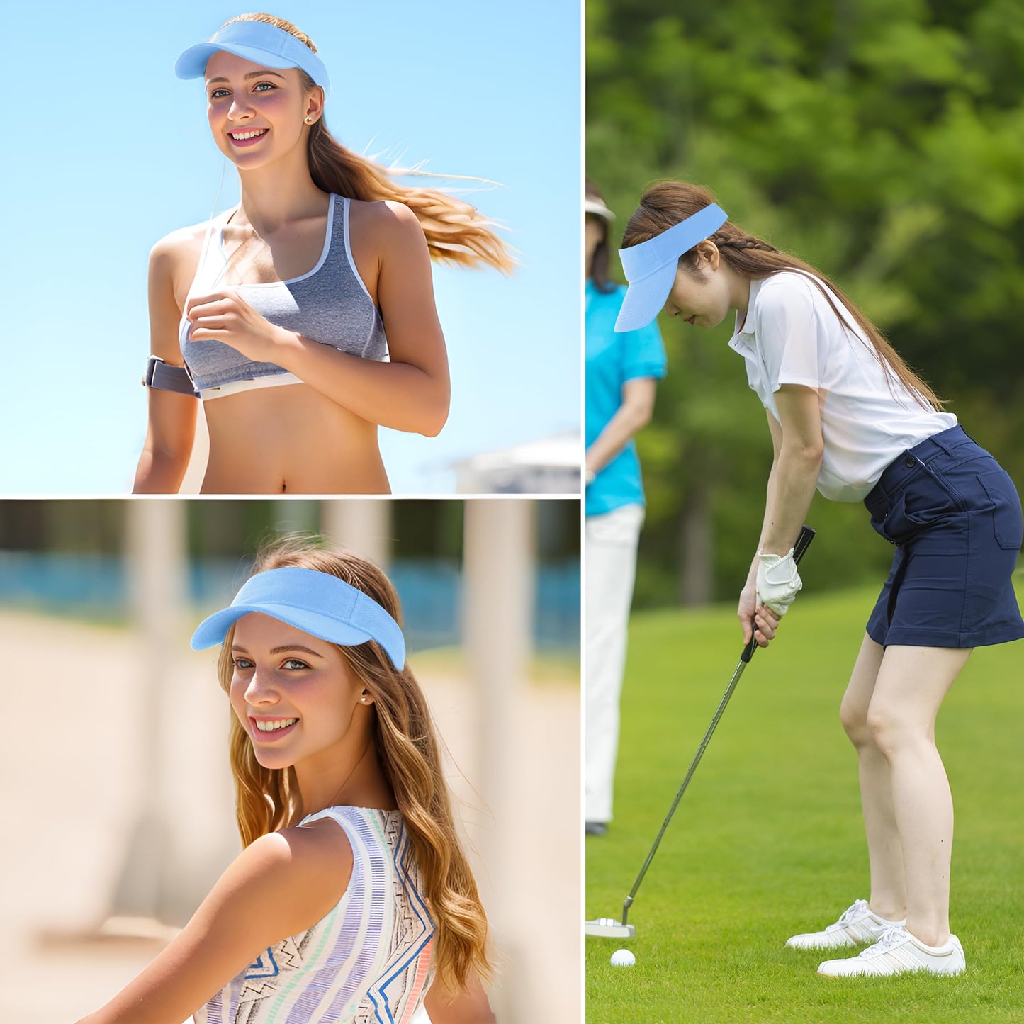 Marrywindix 1 Piece of Blue Sport Wear Athletic Visor Sun Sports Visor Hat Visor Adjustable Cap for Women and Men (One Size)