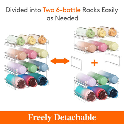 Lifewit Water Bottle Organizer, Stackable Kitchen Pantry Organization and Storage, 12-Bottle Plastic Holder, Countertop 4Pack, Modern Design